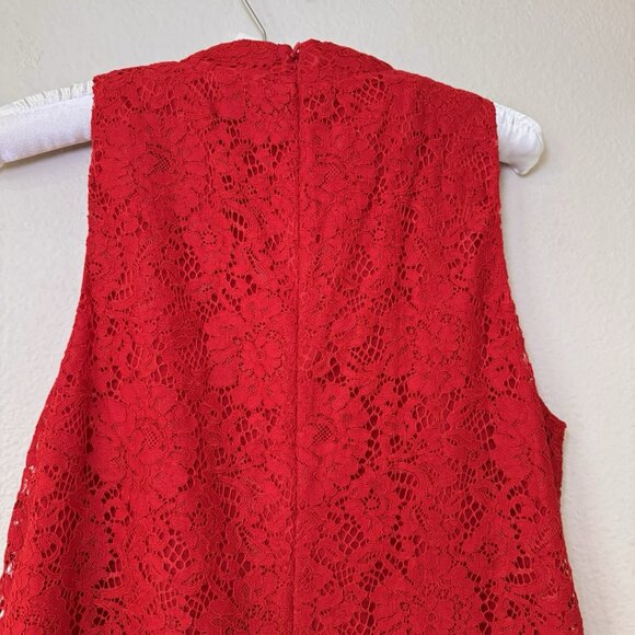 Ann Taylor LOFT Size 8 Red Lace Fit and Flare Sleeveless Dress Valentines - Picture 8 of 9